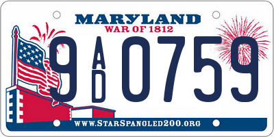 MD license plate 9AD0759