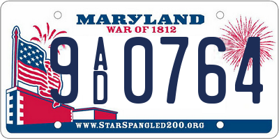 MD license plate 9AD0764