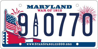 MD license plate 9AD0770