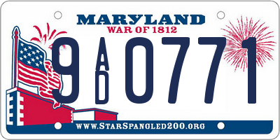 MD license plate 9AD0771