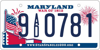MD license plate 9AD0781