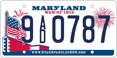 MD license plate 9AD0787