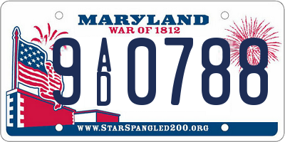 MD license plate 9AD0788