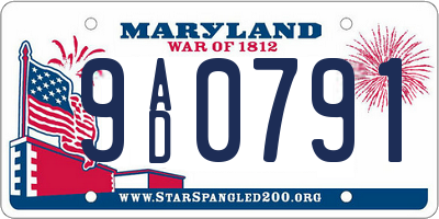 MD license plate 9AD0791