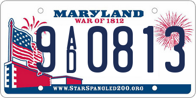 MD license plate 9AD0813