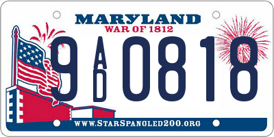 MD license plate 9AD0818