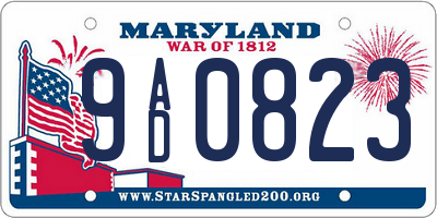 MD license plate 9AD0823