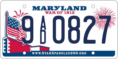 MD license plate 9AD0827
