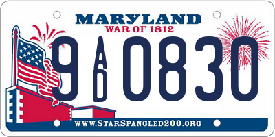 MD license plate 9AD0830