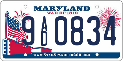 MD license plate 9AD0834