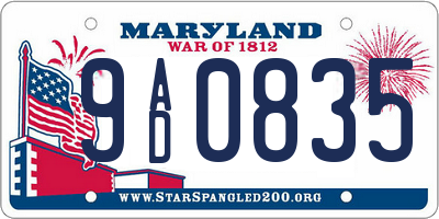 MD license plate 9AD0835