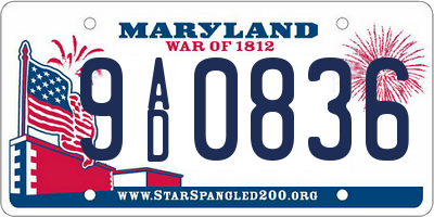 MD license plate 9AD0836