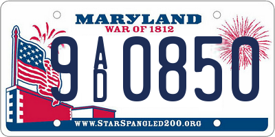 MD license plate 9AD0850