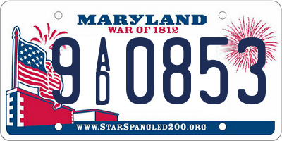 MD license plate 9AD0853