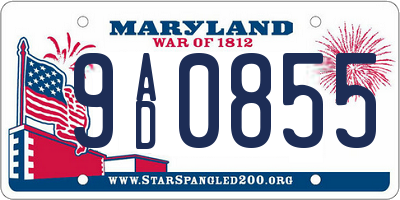 MD license plate 9AD0855