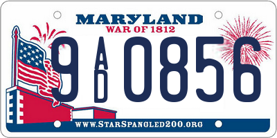 MD license plate 9AD0856