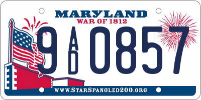 MD license plate 9AD0857