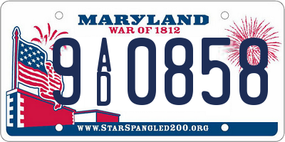 MD license plate 9AD0858