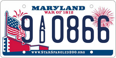 MD license plate 9AD0866