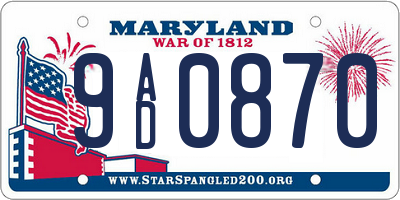 MD license plate 9AD0870
