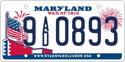 MD license plate 9AD0893