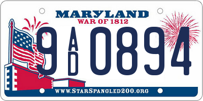 MD license plate 9AD0894