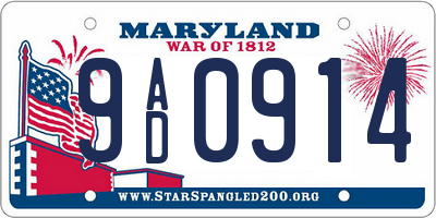 MD license plate 9AD0914