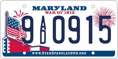 MD license plate 9AD0915