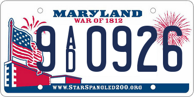 MD license plate 9AD0926