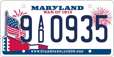 MD license plate 9AD0935