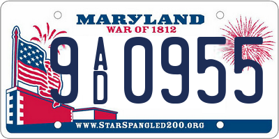 MD license plate 9AD0955