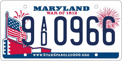 MD license plate 9AD0966