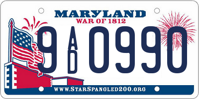 MD license plate 9AD0990