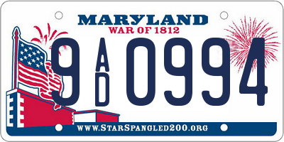 MD license plate 9AD0994