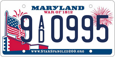 MD license plate 9AD0995