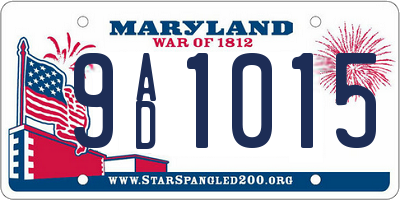 MD license plate 9AD1015