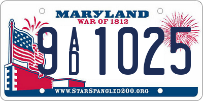 MD license plate 9AD1025
