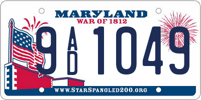 MD license plate 9AD1049