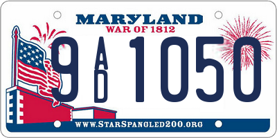 MD license plate 9AD1050