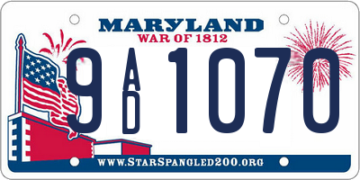 MD license plate 9AD1070