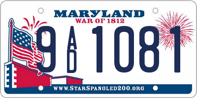 MD license plate 9AD1081