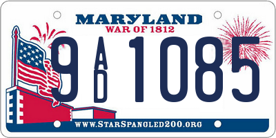 MD license plate 9AD1085