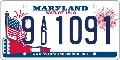 MD license plate 9AD1091