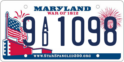 MD license plate 9AD1098