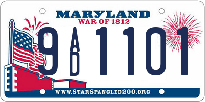 MD license plate 9AD1101