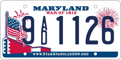 MD license plate 9AD1126