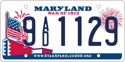 MD license plate 9AD1129