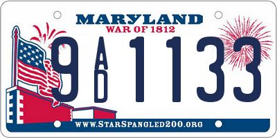 MD license plate 9AD1133
