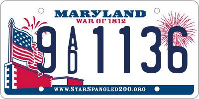 MD license plate 9AD1136