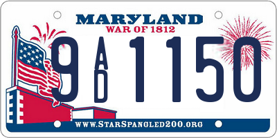 MD license plate 9AD1150
